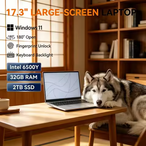 Ready Stock 17.3 Inch Laptop Intel 6500Y 32GB RAM 1TB/2TB SSD Win11 HD Lightweight Business Notebook