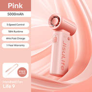 JISULIFE Handheld Fan Life9 Mini Portable Jet Fan Rechargeable USB Fans With 5 Gears Strong Wind Sui