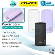 Awei P20K 10000mAh Powerbank 2.4A Charging Power Bank Dual Port Pawer Bank Awei P19K 20000mAh Powerb