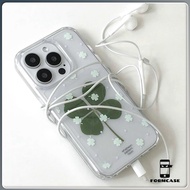 Transparent Best-Selling On Korean Websites Four Lucky Grass for iPhone Case 11 12 13 14 15 16 PLUS 