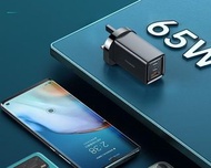 65W (限今日特價$180, 再送Type C 5A cable送完即止) USB C Wall Charger Plug, 65W 3-Port Fast Charging "GaN Tech" 