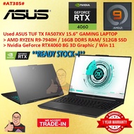 #AT385 USED R9 ASUS TUF FA507XV RYZEN 9-7940H 16GB DDR5 512GB SSD RTX4060 RTX 4060 6G 165Hz PERFORMA