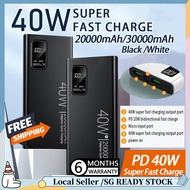 🔥SG READY STOCK Super Fast Charger Powerbank 40W 30000mAh/20000mAh Power bank LED Digital Display Slim Battery