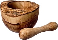 Naturally Med - Olive Wood Rustic Mortar and Pestle - 5.5 inch