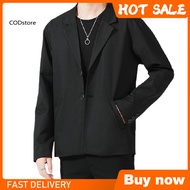 KDCOD* Men Blazer Single-breasted Solid Color Summer Lapel Pockets Jacket for Daily Wear