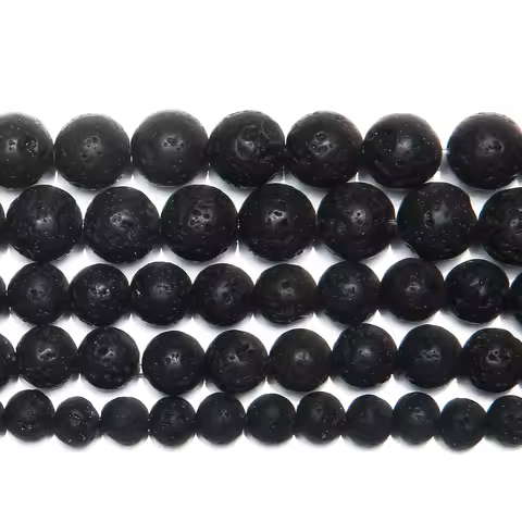Natural Stone AA Quality Volcano Lava Round Loose Beads 15" Strand 4 6 8 10 12 14MM Pick Size For Je