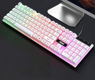 全城熱賣 - 發光機械手感鍵盤USB靜音電競鍵盤（白色彩光）