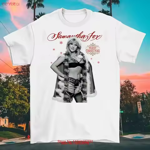 Samantha Fox Merry Christmas Cotton Classic T shirt All Sizes vintage Washed streetwear graphic fash