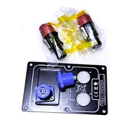 Speaker box panel Set (1 flat iron plate 14.5cm x 9cm + 2 jacks Speakon HK red + Socket boxbiru) - S