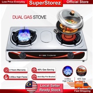 SuperStorez Dual Gas Stove Stainless Steel Infrared Burner 8 Jet Head Nozzle LPG Cooktop Gas Dapur