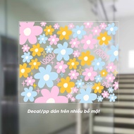 Decal Sticker Hoa Pastel Cute Dán Gương Decor Cửa Kính Trang Trí Cửa Hàng Dán Phòng Bé