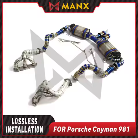Ti/SS304 bluing Catback Muffler With Valve Catless Downpipe Header Suitable for Porsche Cayman Boxst