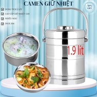 2 COMPARTMENT THERMAL LUNCH BOX - 2-LAYER Stainless Steel CAMEN - 1L3 LUNCH BOX - 2 LITER THERMAL LU