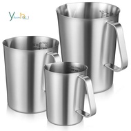 Oz and ML Marked Stainless Steel Measuring Cups 3 Pieces Metal Pitcher, 16 Ounces, 32 Ounces, 64 Oun