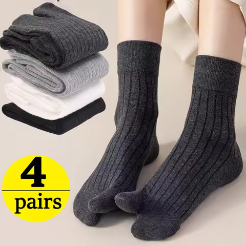 New Y2K Japanese Cotton Two Fingers Socks Women Man Solid Color Short Tube Split Tabi Toe Sock Verti