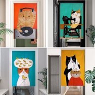 Cartoon Cat Door Curtain for Kitchen Partition Long Doorway Curtain for Kid Room Partition Curtain Self Adhesive Short Curtain