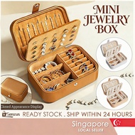 [SG SELLER] Portable High-End Mini Jewelry Box - Gold Travel Compact Storage Handbag for Ring Neckla