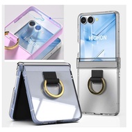 Korea Galaxy {Z FLIP8/Z FLIP7} Clear Hard Phone Case Hinge Protection 9H Tempered Glass Integrated S