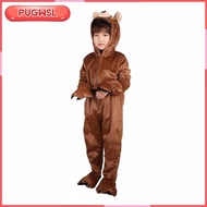 [pugwsl] Brown Bear Costume Furry Animal Jumpsuit Halloween Costume for Children Stage Performance