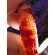49.4mm X 14.5mm Dragon Scale Phoenix Blood Red Blood Silk Red Jade Double Heaven and Earth Dzi Manik