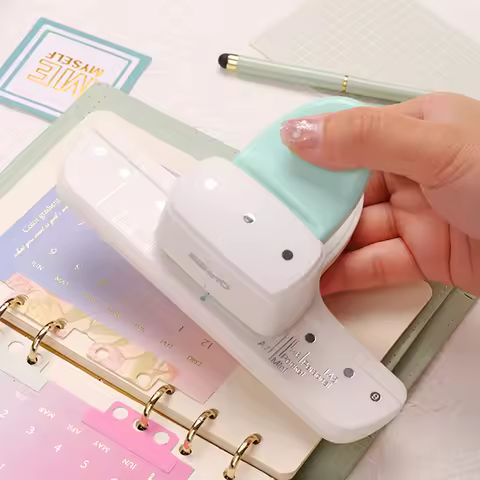 1PC 3 Hole Paper Puncher Loose Leaf Hole Punch Daily Planner Adjustablefor A5 A6 A7 Size 8 Sheet Cap