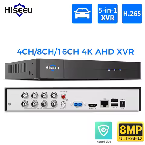 Hiseeu 4K 5 IN1 XVR for AHD Analog TVI CVI CVBS Camera 4CH 8CH 16CH NVR For IP Cameras Vehicle/Face/