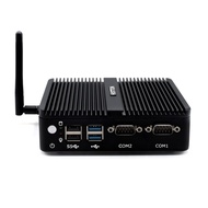 Fanless Mini PC, Industrial PC Celeron J4125, DDR4 8GB RAM 128GB SSD, Micro PC, 2 LAN, WiFi, BT4.0, 