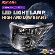 LC135 V1 HEAD LAMP LAMPU LED DEPAN LC135 LAMPU LC 135 V1 LED HEAD LAMP SMOKE CLEAR FOC H4 SOCKET