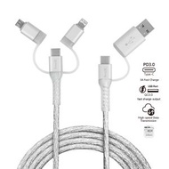 inno3C - 五合一透明快速充電線 i-5CS-12 │ Lightning Type C Micro USB 充電線 │五種接口自由切換叉電線 │ Lightning / Type-C / Mi