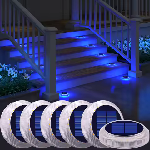 Solar Driveway Lights Solar Dock Lights Blue Solar Deck Lights Outdoor IP68 Waterproof Stick Pathway