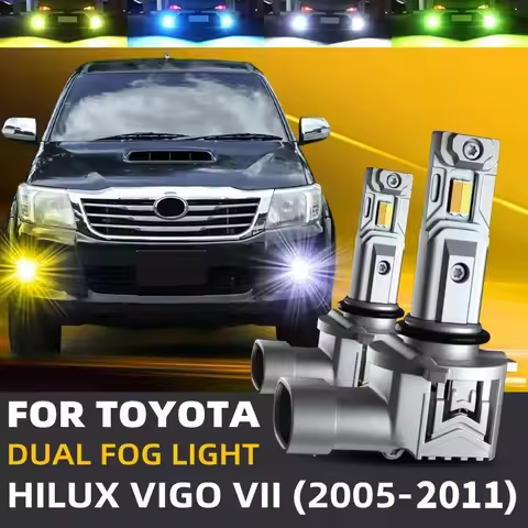 2pcs Car LED Front Fog Lights Bulbs Dual Colors Switchback For Toyota HILUX VIGO 7 Pickup N1 N2 N3 2