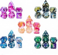 5 Sets DND Dice Polyhedral Dice Set (35pcs) with 1 Large Leather Bag, D&D Dice Set for Dungeons and 