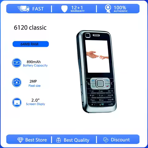 Refurbished Original 6120 classic 6120C Unlocked GSM 900/1800 Mobile Phone Russian Arabic Hebrew Key