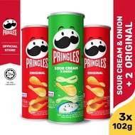 [BUNDLE 3pcs] 2 Pringles Original 102g + 1 Pringles Sour Cream 102g
