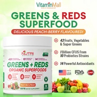 NB Red &amp; Green Superfood - 43 Fruit &amp; Vegetable Powder Acai Berry Wheatgrass Spirulina - 537g