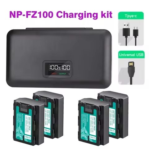 NP-FZ100 NPFZ100 NP FZ100 Battery + Storage Case Charger for Sony A6600 A6700 A7m3 A9 a7R III a7 III