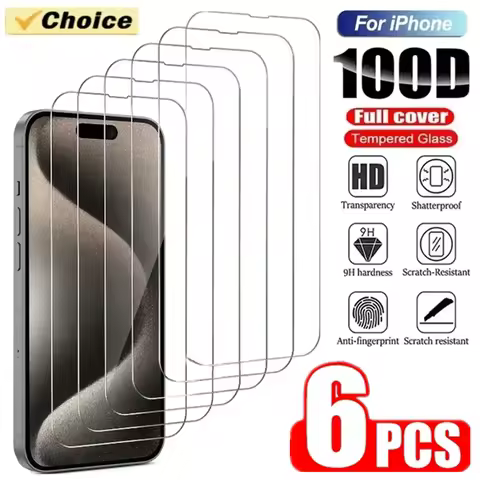 6Pcs 9H Tempered 15 13 14 Pro Max 12 Mini 8 Plus Screen Protector For Iphone 11 X XR XS MAX Protecti