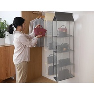 Wardrobe hanging organizer Tote bag hanging storage bag handbag organizer Rak Almari Bekas Beg Simpa