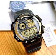 Casio AE-1400WH-9A World Time Illuminator Digital Black Resin Stopwatch Watch