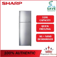 SHARP SJ325MSS 320L 2-DOOR FRIDGE/REFRIGERATOR
