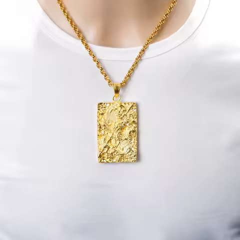 Luxury 24K 9999 Pure Gold real gold Men's Pendant Changsheng General Fu Brand Necklace