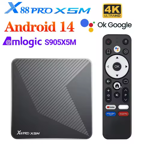 X88 Pro X5M TV Box Android14 Amlogic S905X5M 2.0GHz 64-bit Quad-core Cortex-A55 Support 4K HDR Dual 