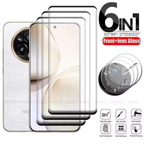 6-in-1 For Realme 14 Pro Plus Glass OPPO Realme 14 Pro Plus Glass 9H Full Curved Screen Protector Re