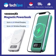 [SG] TechFave 10000mAh Magnetic Fast Charing Powerbank 22.5W Wired/15W QI Wireless For Series 14/Android/Earbuds