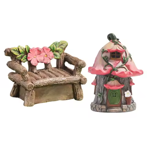 Micro Landscape Ornaments Resin Garden Cottage Figurines Mini Fairy Cottage House for Fairy Garden M