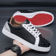 Fashion Hot Diamond Spirit Guy Trendy Men's Shoes European Station Red Sole Men's Casual Rivet Sneak