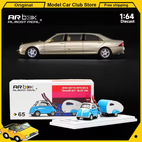 New Almost Real AR Box 1:464 Scale Mercedes Benz S-Class Pullman W220 2002 BMW Isetta with Ski Trail