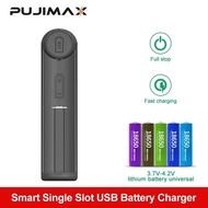 PUJIMAX 1 Slot 18650 Battery Charger Smart Charging For 26650 18350 18490 14500 26700 26500 Li-ion Rechargeable Battery Charger