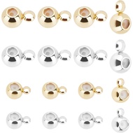 PH PandaHall 80pcs Barrel Brass Hanger Links 2 Colors Golden Silver Bail Bead with Charm Loop 6x4/7.