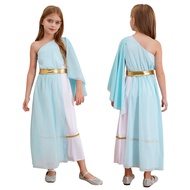 Fldy Teens Girls Ancient Greek Toga Goddesses Costumes Party Halloween Sleeveless Gold Trims Toga Gr